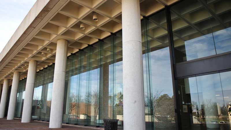 Exterior shot of the Law School's Columns