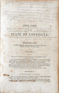 Annotated page, Civil Code of the State of Louisiana, 1857