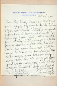 Hannis Taylor letter to Bury, October 14, 1908