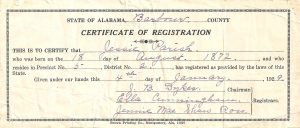 Jessie Parish Voter Registration Certificate