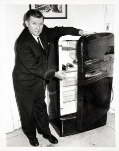 Image of Kenneth Roberts demonstrating refrigerator safety