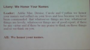 Text of "We honor your names"