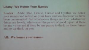Text of "We honor your names"